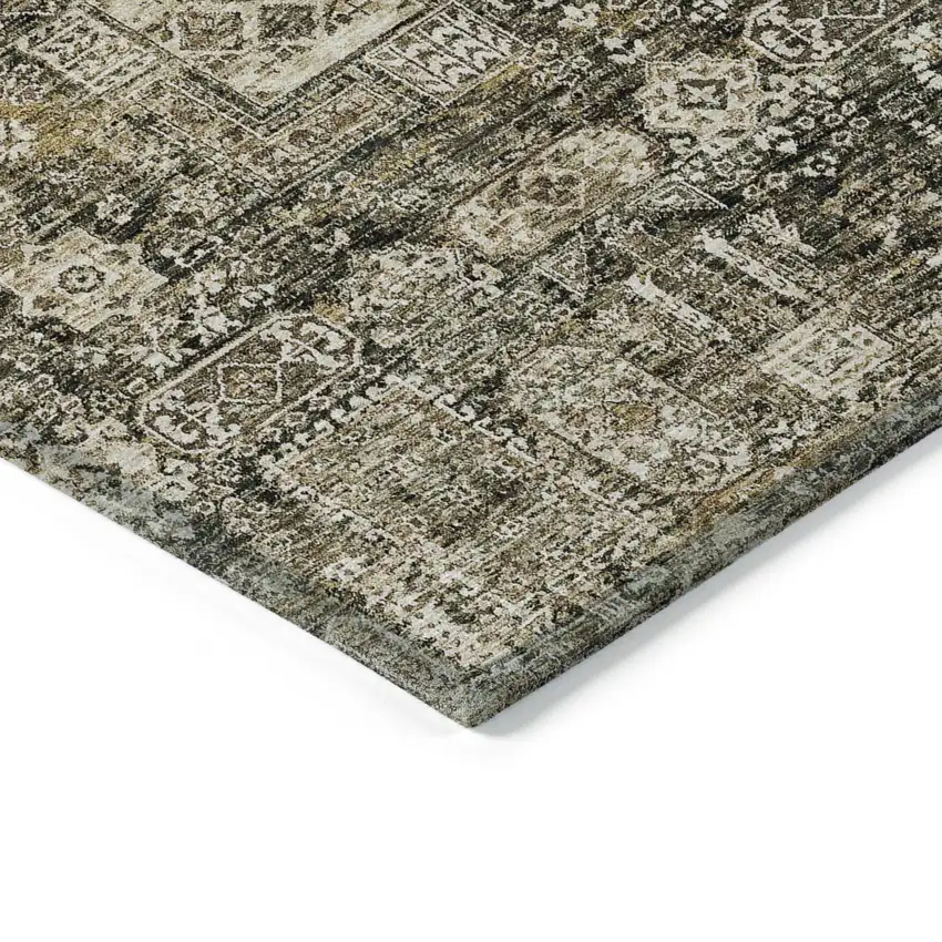 Coffee And Beige Oriental Washable Indoor Outdoor Area Rug Photo 4