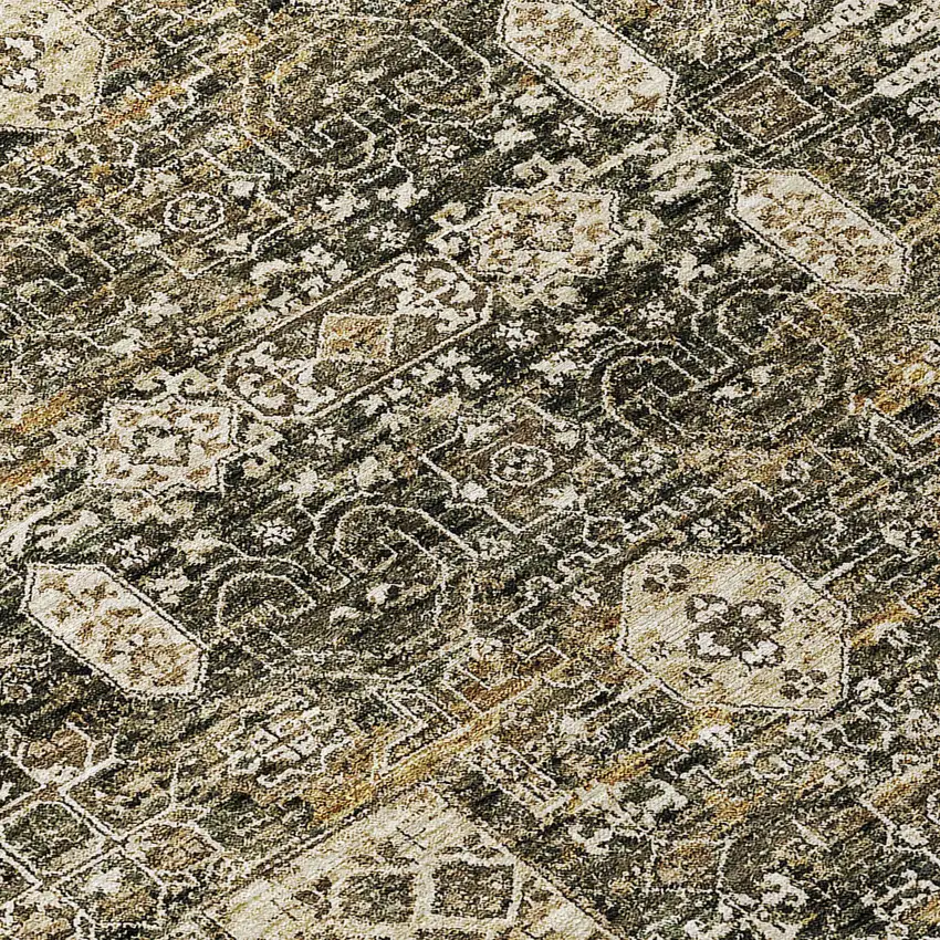 Coffee And Beige Oriental Washable Indoor Outdoor Area Rug Photo 5