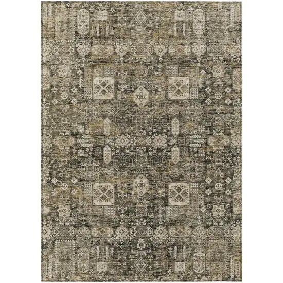 Coffee And Beige Oriental Washable Indoor Outdoor Area Rug Photo 2