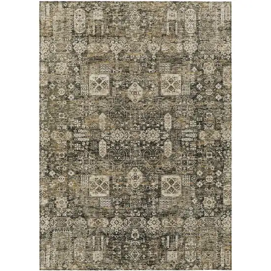 Coffee And Beige Oriental Washable Indoor Outdoor Area Rug Photo 2