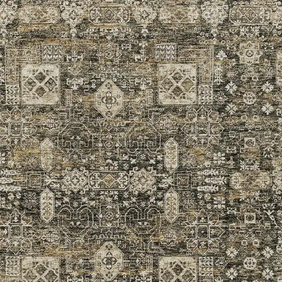 Coffee And Beige Oriental Washable Indoor Outdoor Area Rug Photo 6