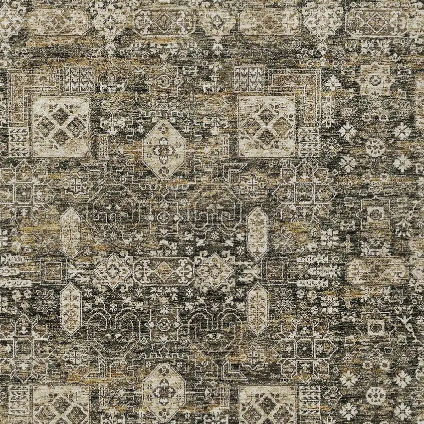 Coffee And Beige Oriental Washable Indoor Outdoor Area Rug Photo 6