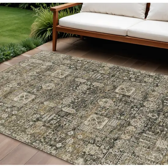 Coffee And Beige Oriental Washable Indoor Outdoor Area Rug Photo 1