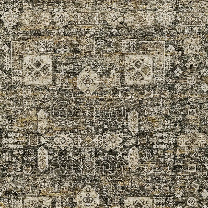 Coffee And Beige Oriental Washable Indoor Outdoor Area Rug Photo 5