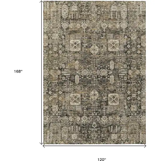 Coffee And Beige Oriental Washable Indoor Outdoor Area Rug Photo 3