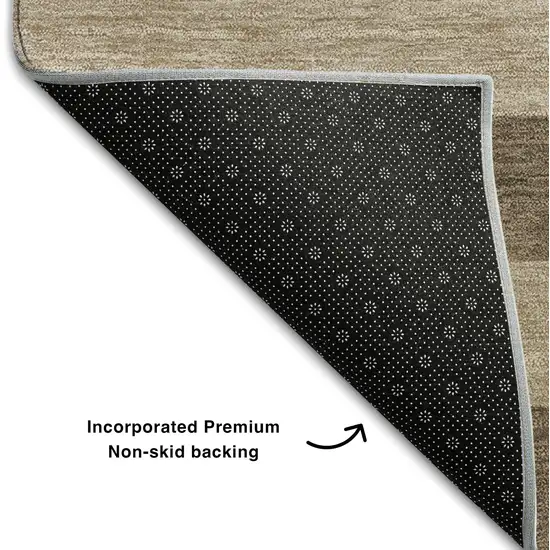 Coffee And Beige Striped Washable Area Rug With UV Protection Photo 9