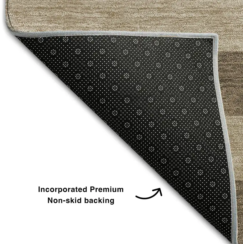 Coffee And Beige Striped Washable Area Rug With UV Protection Photo 9