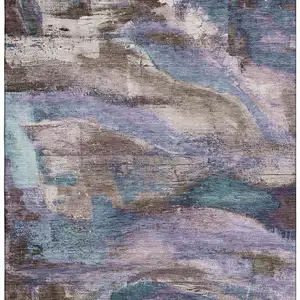 Photo of Coffee And Blue Abstract Washable Area Rug With UV Protection