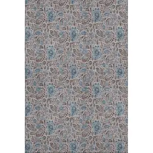 Photo of Coffee And Blue Floral Washable Area Rug With UV Protection