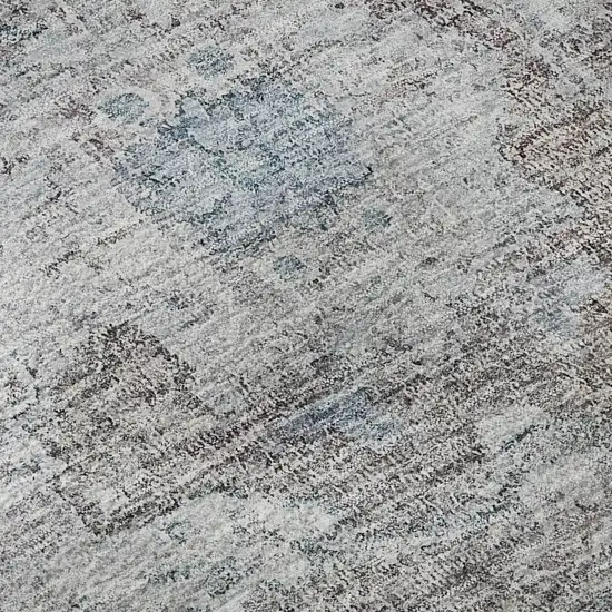 Coffee And Blue Floral Washable Area Rug With UV Protection Photo 9