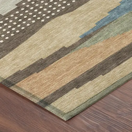Coffee And Brown Abstract Washable Indoor Outdoor Area Rug Photo 3