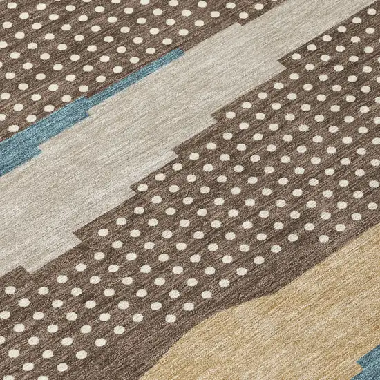 Coffee And Brown Abstract Washable Indoor Outdoor Area Rug Photo 4