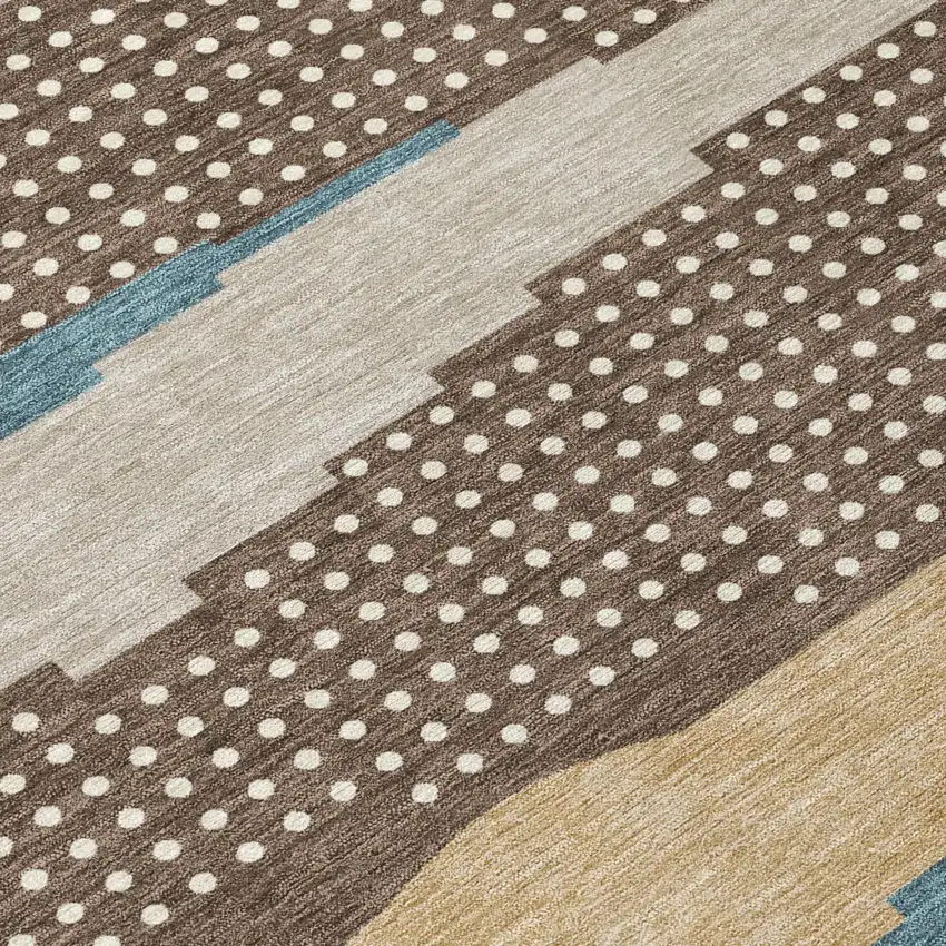 Coffee And Brown Abstract Washable Indoor Outdoor Area Rug Photo 4