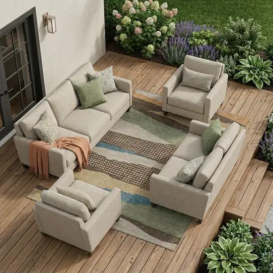 Coffee And Brown Abstract Washable Indoor Outdoor Area Rug Photo 1