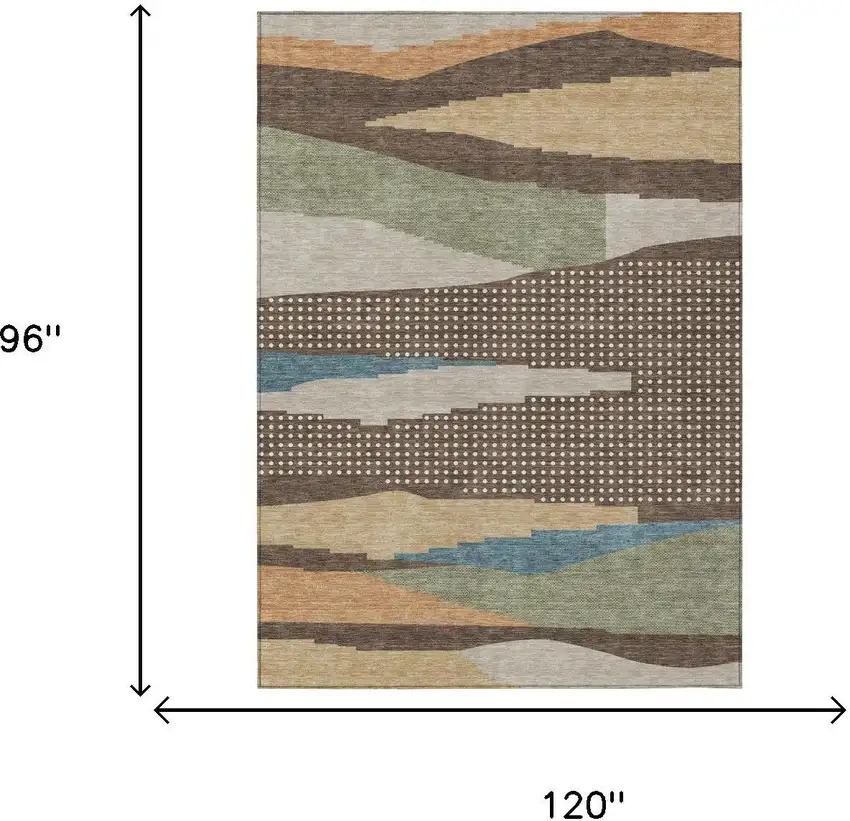 Coffee And Brown Abstract Washable Indoor Outdoor Area Rug Photo 5