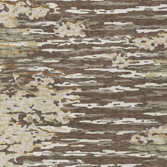 Coffee And Brown Abstract Washable Indoor Outdoor Area Rug Photo 5