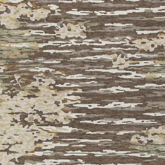 Coffee And Brown Abstract Washable Indoor Outdoor Area Rug Photo 8