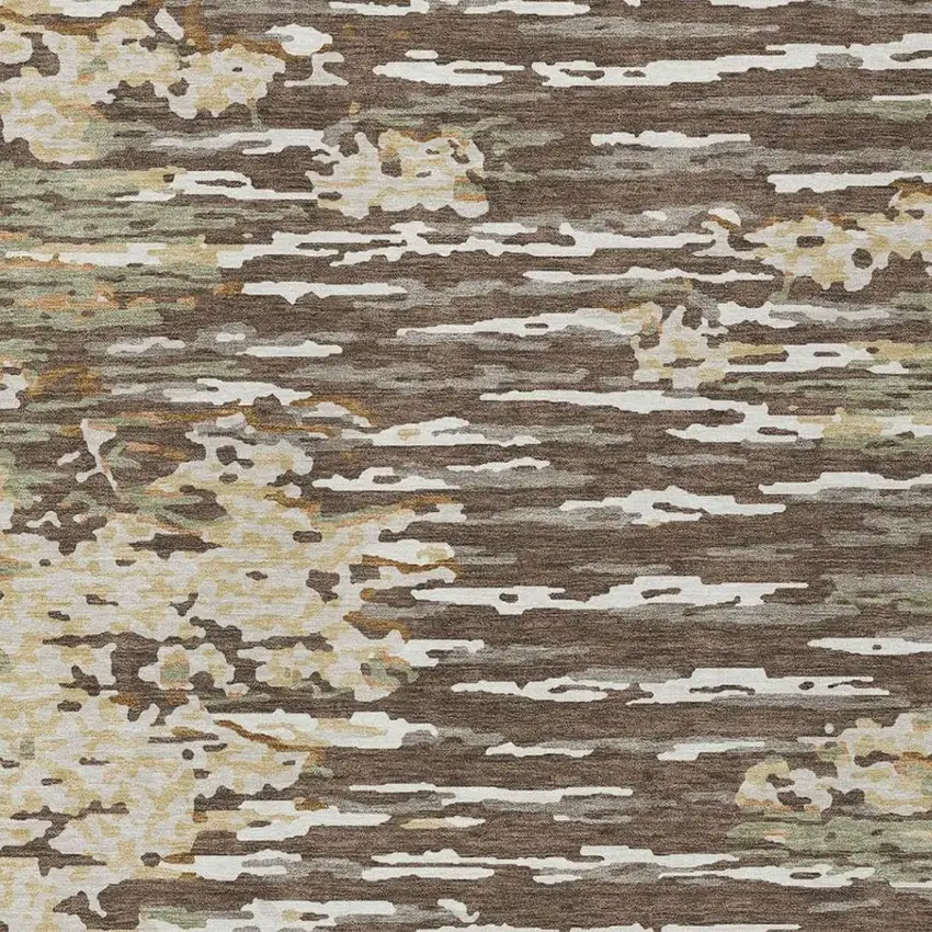 Coffee And Brown Abstract Washable Indoor Outdoor Area Rug Photo 8