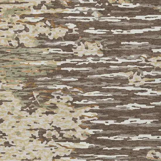 Coffee And Brown Abstract Washable Indoor Outdoor Area Rug Photo 9