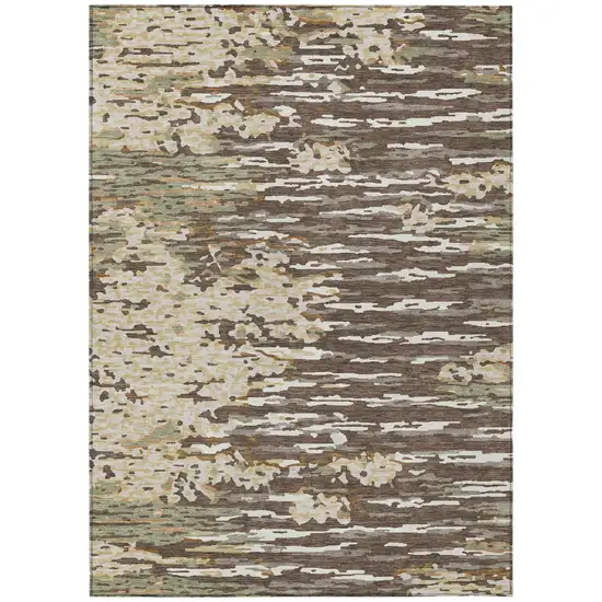 Coffee And Brown Abstract Washable Indoor Outdoor Area Rug Photo 3