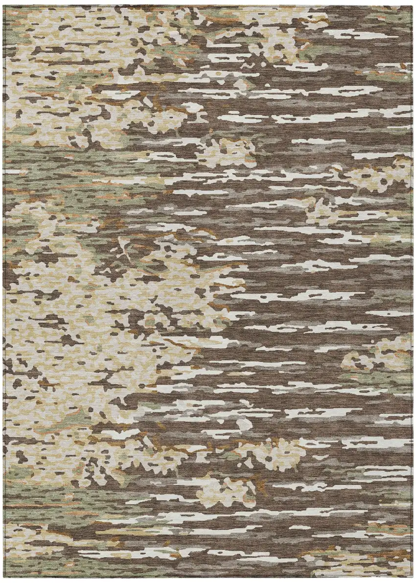 Coffee And Brown Abstract Washable Indoor Outdoor Area Rug Photo 3