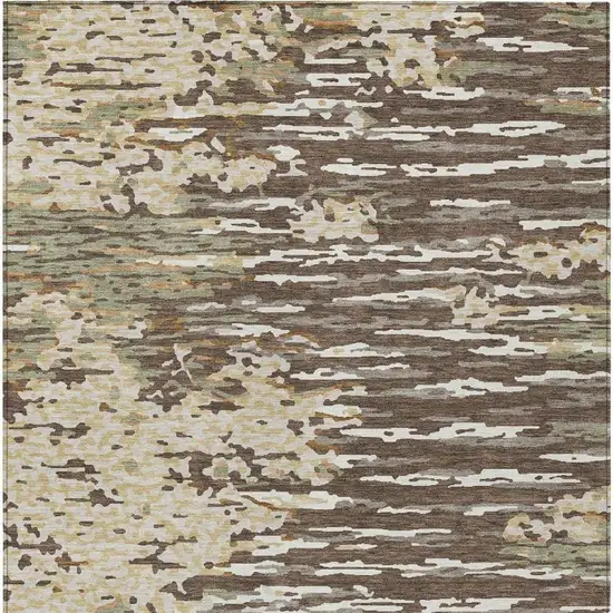 Coffee And Brown Abstract Washable Indoor Outdoor Area Rug Photo 6