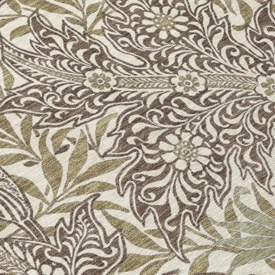 Coffee And Brown Botanical Leaves Washable Indoor Outdoor Area Rug Photo 4