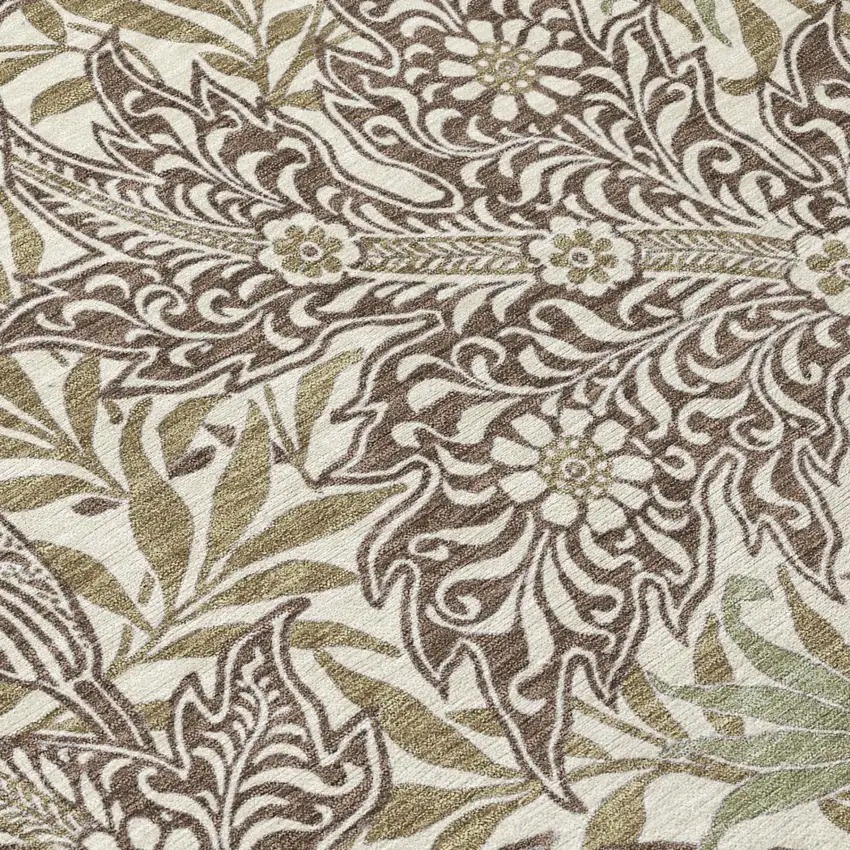 Coffee And Brown Botanical Leaves Washable Indoor Outdoor Area Rug Photo 4