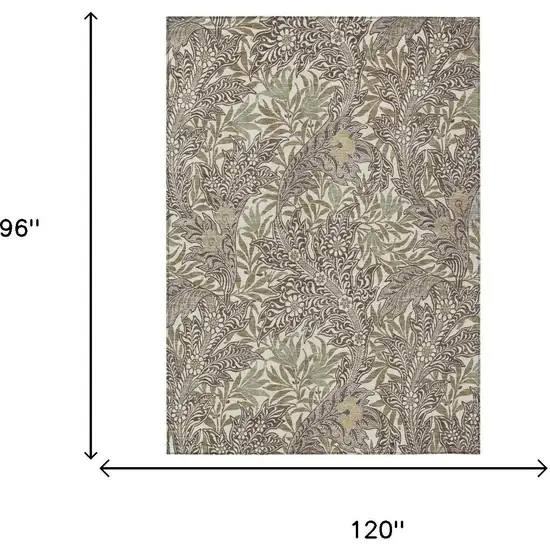 Coffee And Brown Botanical Leaves Washable Indoor Outdoor Area Rug Photo 5