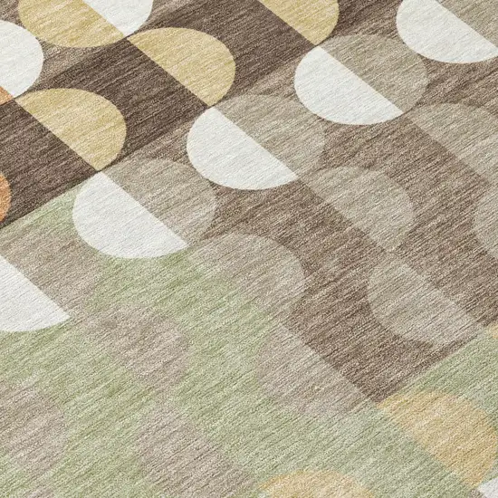 Coffee And Brown Geometric Washable Indoor Outdoor Area Rug Photo 4
