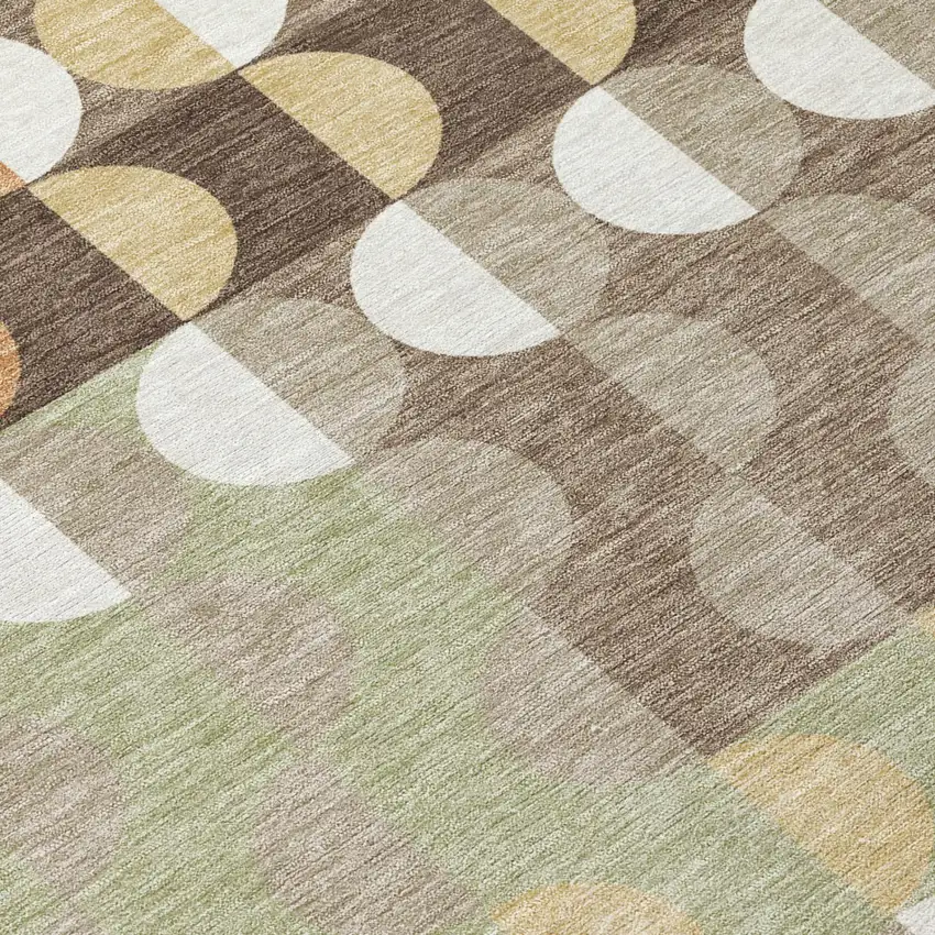 Coffee And Brown Geometric Washable Indoor Outdoor Area Rug Photo 4