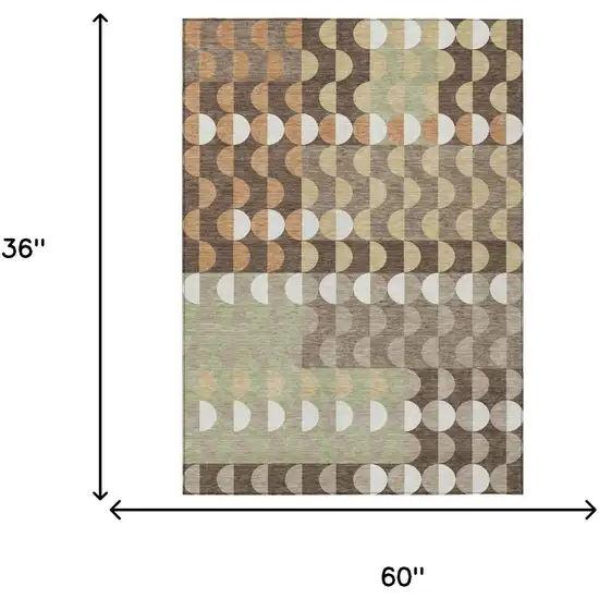 Coffee And Brown Geometric Washable Indoor Outdoor Area Rug Photo 5