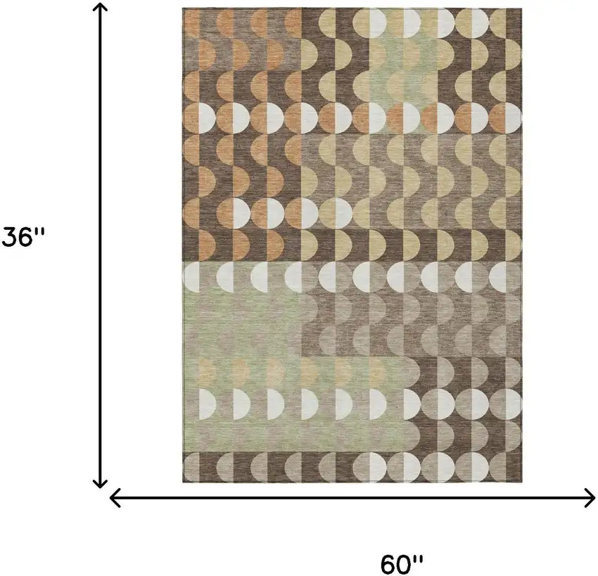 Coffee And Brown Geometric Washable Indoor Outdoor Area Rug Photo 5