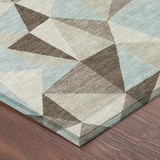 Coffee And Brown Geometric Washable Indoor Outdoor Area Rug Photo 3