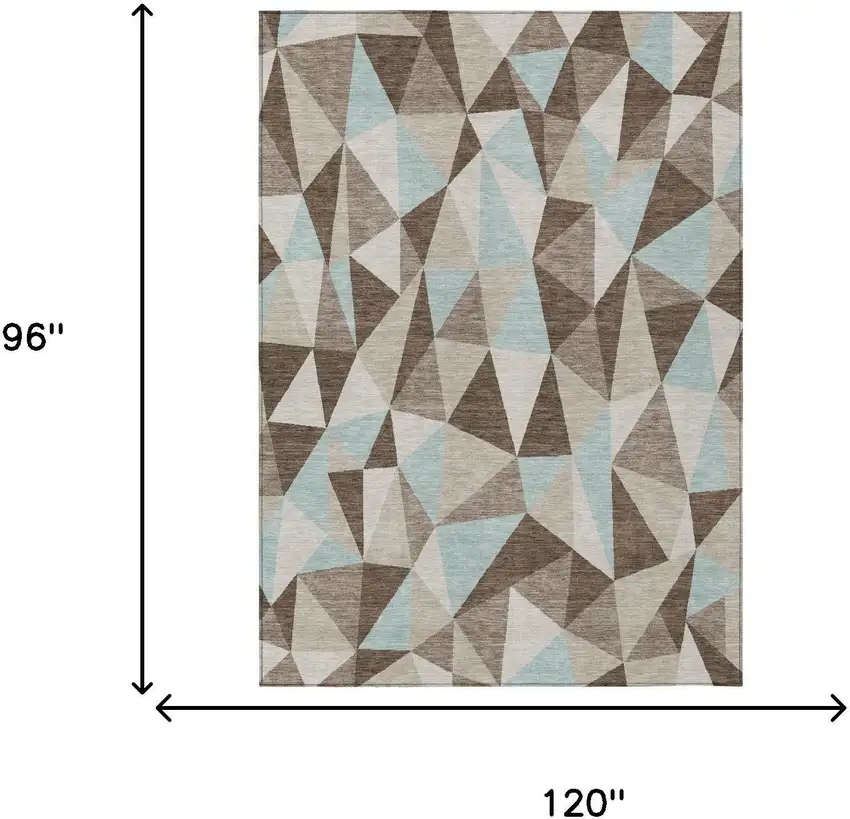 Coffee And Brown Geometric Washable Indoor Outdoor Area Rug Photo 5