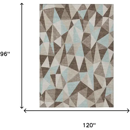 Coffee And Brown Geometric Washable Indoor Outdoor Area Rug Photo 5