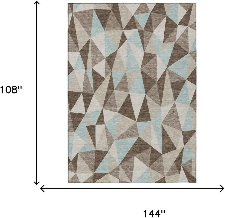 Coffee And Brown Geometric Washable Indoor Outdoor Area Rug Photo 5