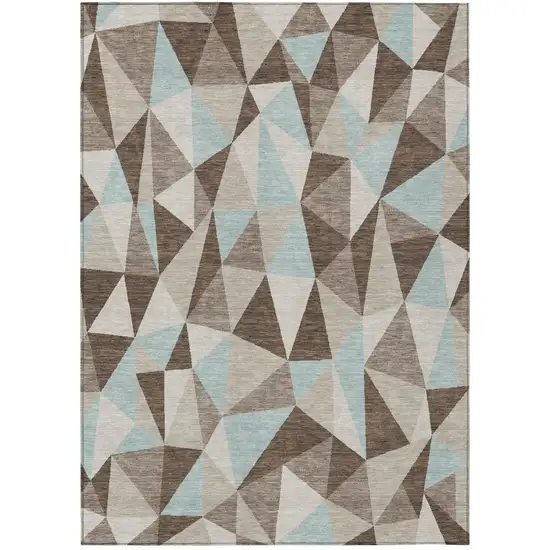 Coffee And Brown Geometric Washable Indoor Outdoor Area Rug Photo 2