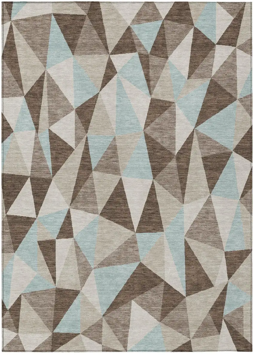 Coffee And Brown Geometric Washable Indoor Outdoor Area Rug Photo 2