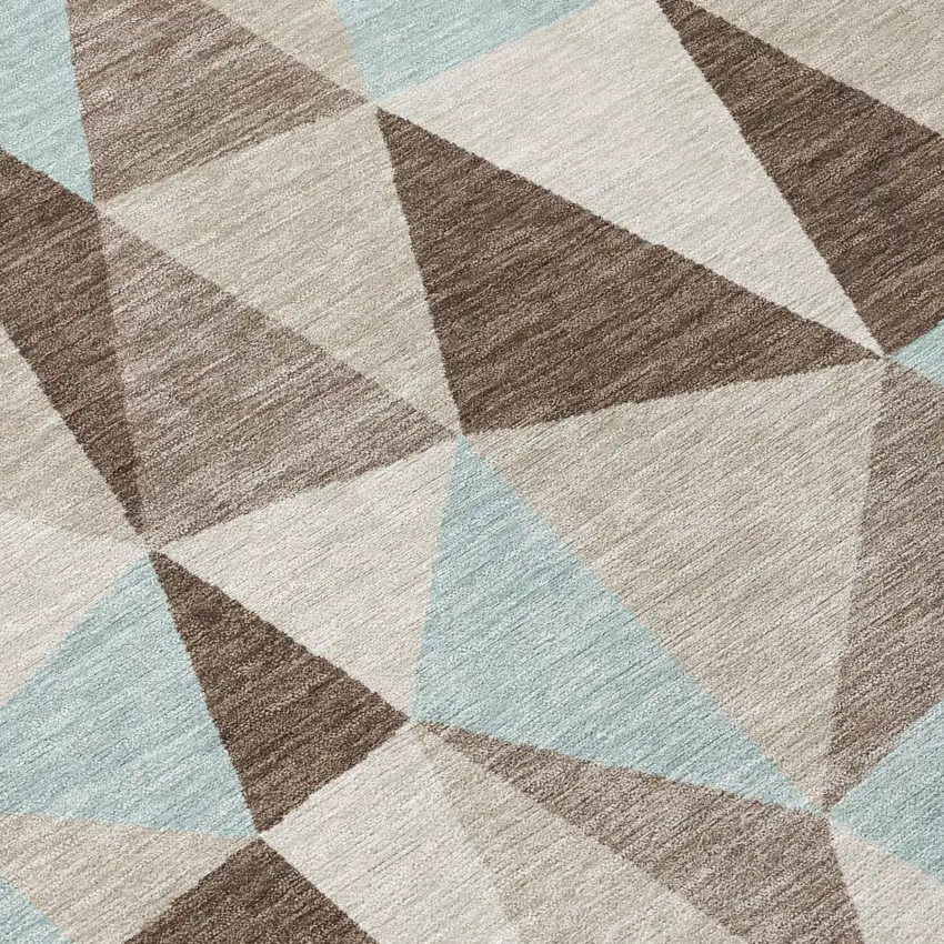 Coffee And Brown Geometric Washable Indoor Outdoor Area Rug Photo 4