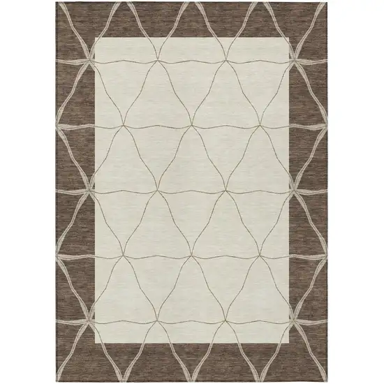Coffee And Brown Geometric Washable Indoor Outdoor Area Rug Photo 3