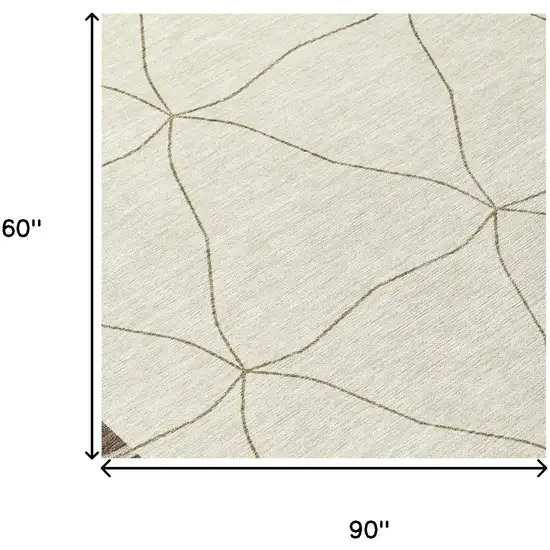 Coffee And Brown Geometric Washable Indoor Outdoor Area Rug Photo 5
