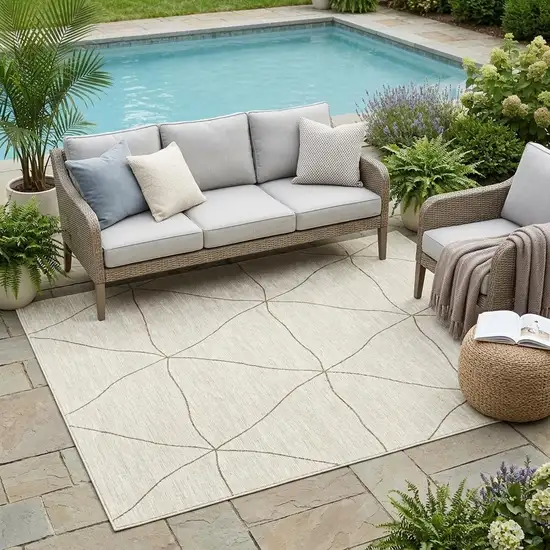 Coffee And Brown Geometric Washable Indoor Outdoor Area Rug Photo 1