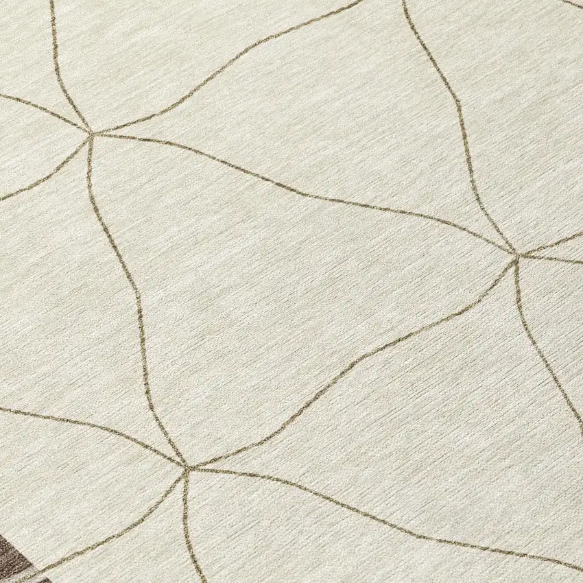 Coffee And Brown Geometric Washable Indoor Outdoor Area Rug Photo 2