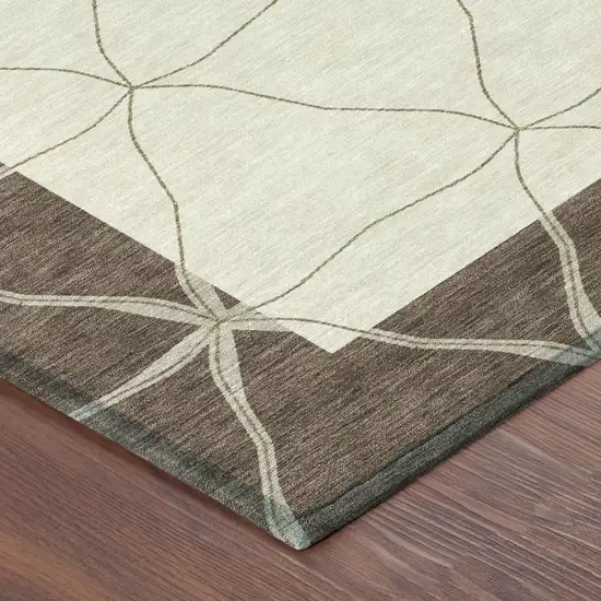 Coffee And Brown Geometric Washable Indoor Outdoor Area Rug Photo 4