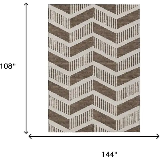 Coffee And Brown Geometric Washable Indoor Outdoor Area Rug Photo 6