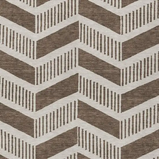 Coffee And Brown Geometric Washable Indoor Outdoor Area Rug Photo 1