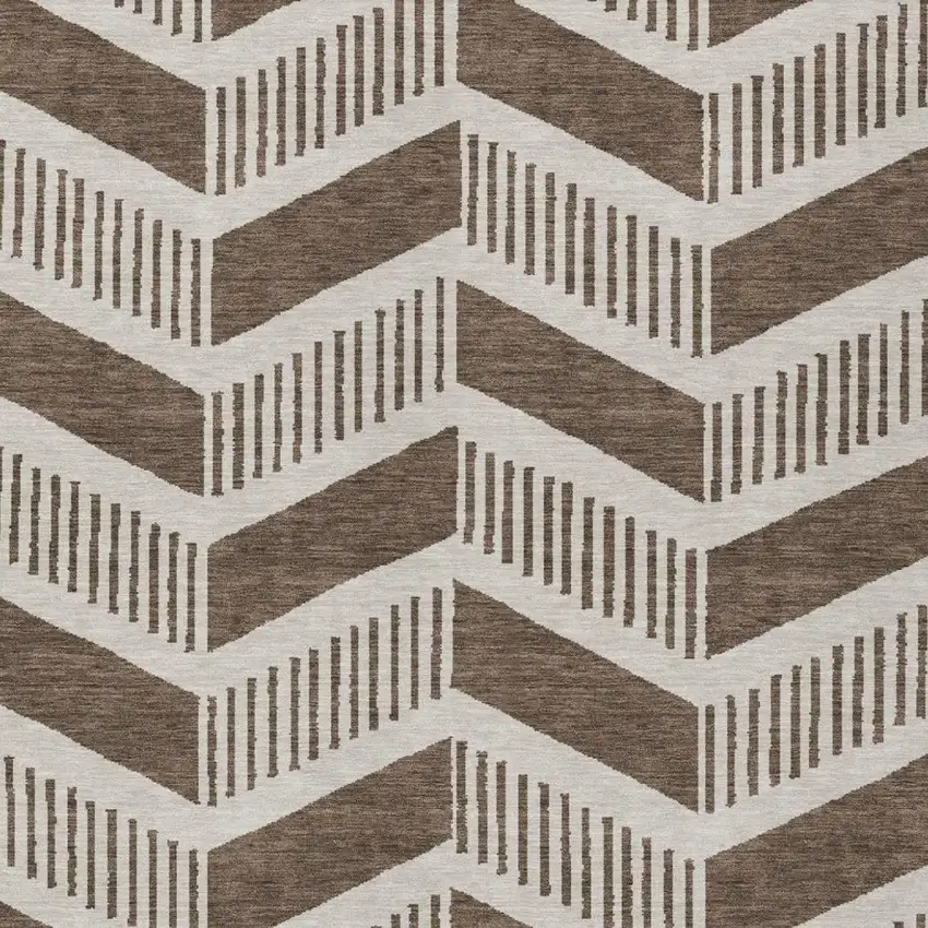 Coffee And Brown Geometric Washable Indoor Outdoor Area Rug Photo 1