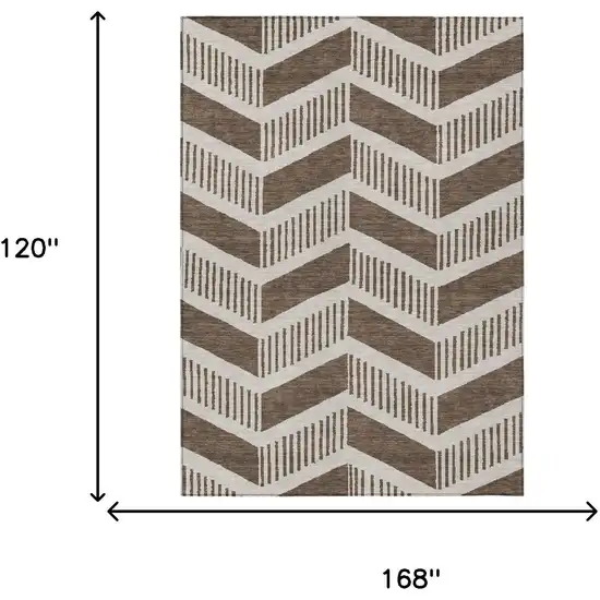 Coffee And Brown Geometric Washable Indoor Outdoor Area Rug Photo 6