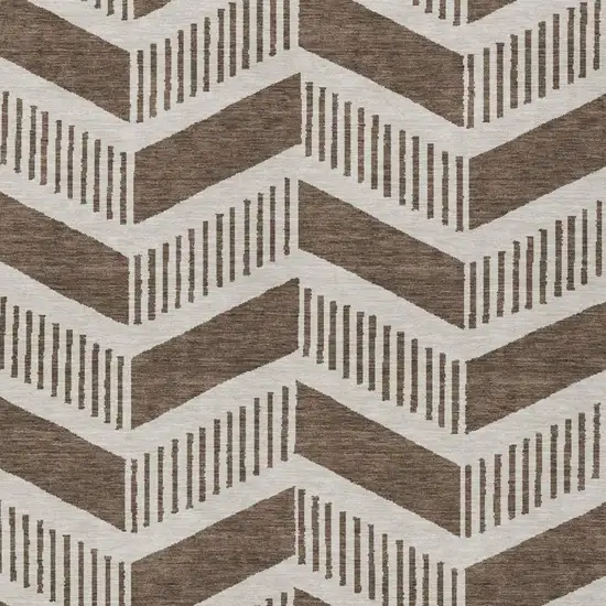 Coffee And Brown Geometric Washable Indoor Outdoor Area Rug Photo 1